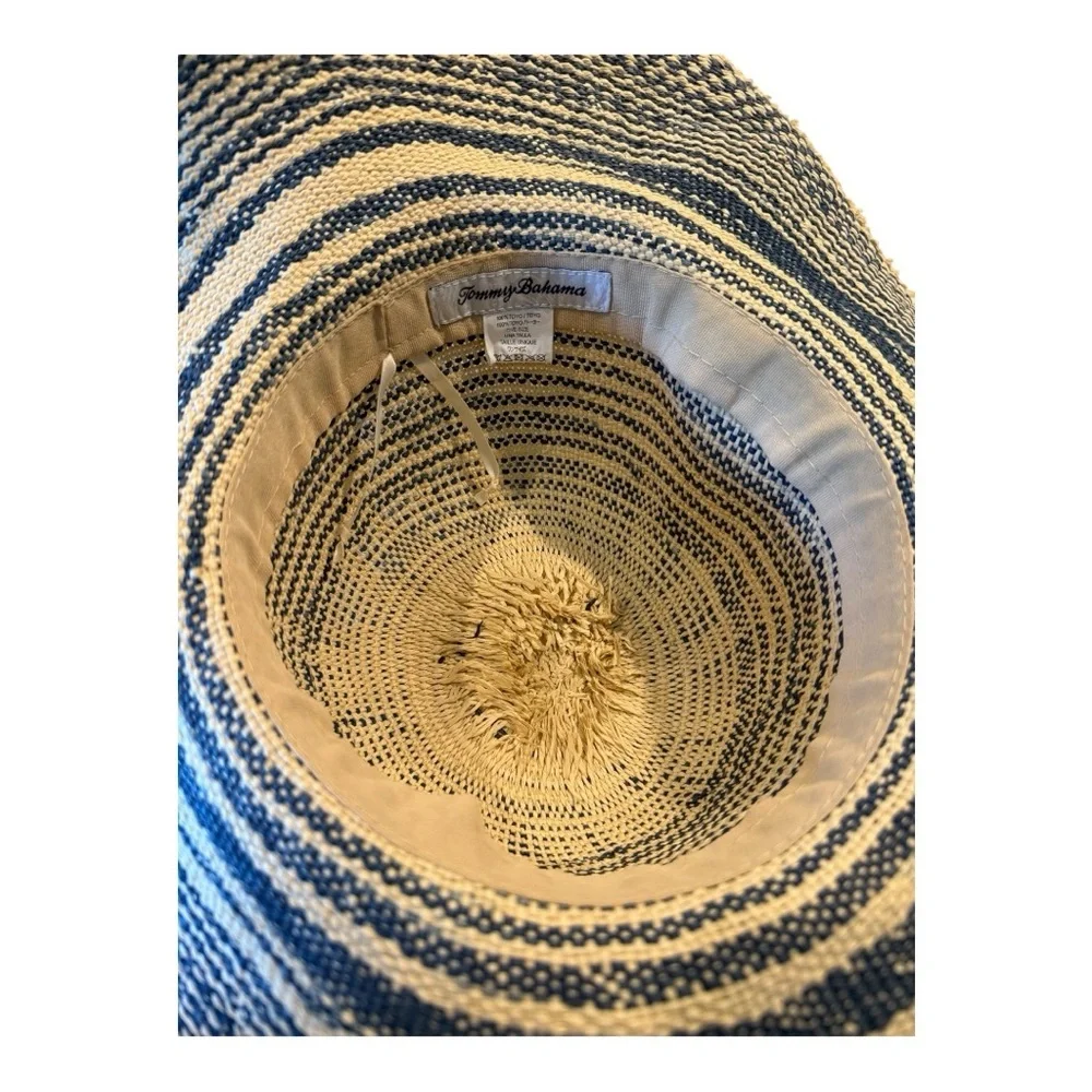 Tommy Bahama Toyo Woven Straw Wide Brim Sun Hat‎ – Blue & Natural, OS Pineapple